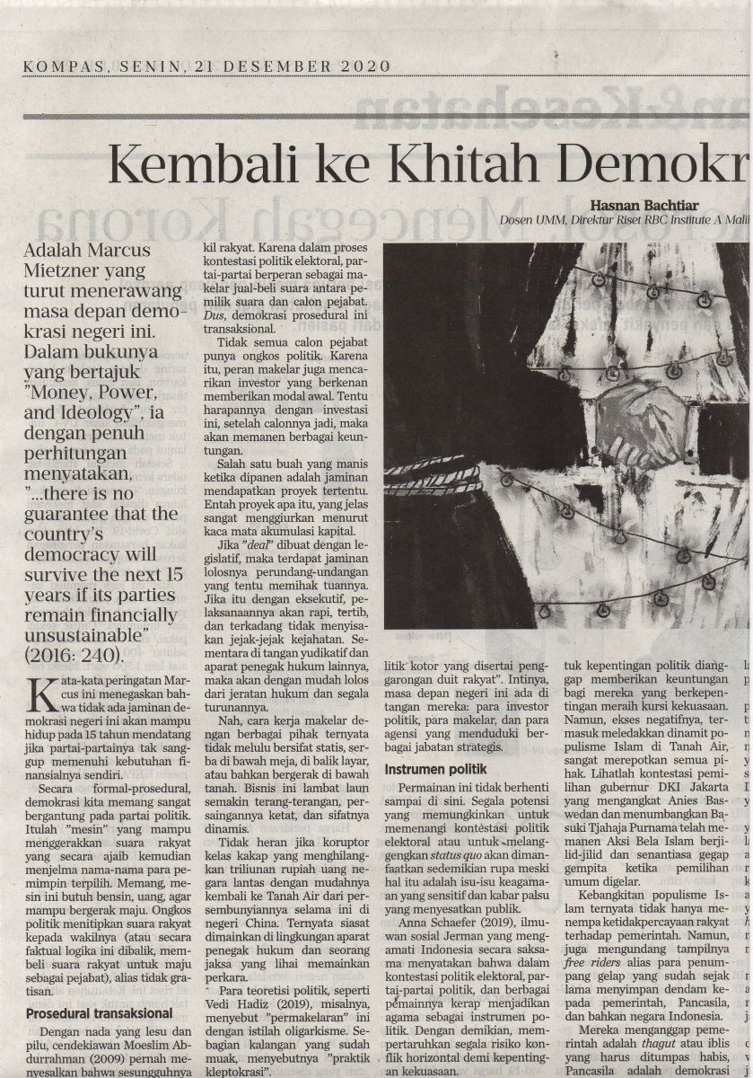 Kembali ke Khitbah Demokrasi Substansial - Kompas Cetak - UMM dalam Berita Koran Online | Muhammadiyah Malang