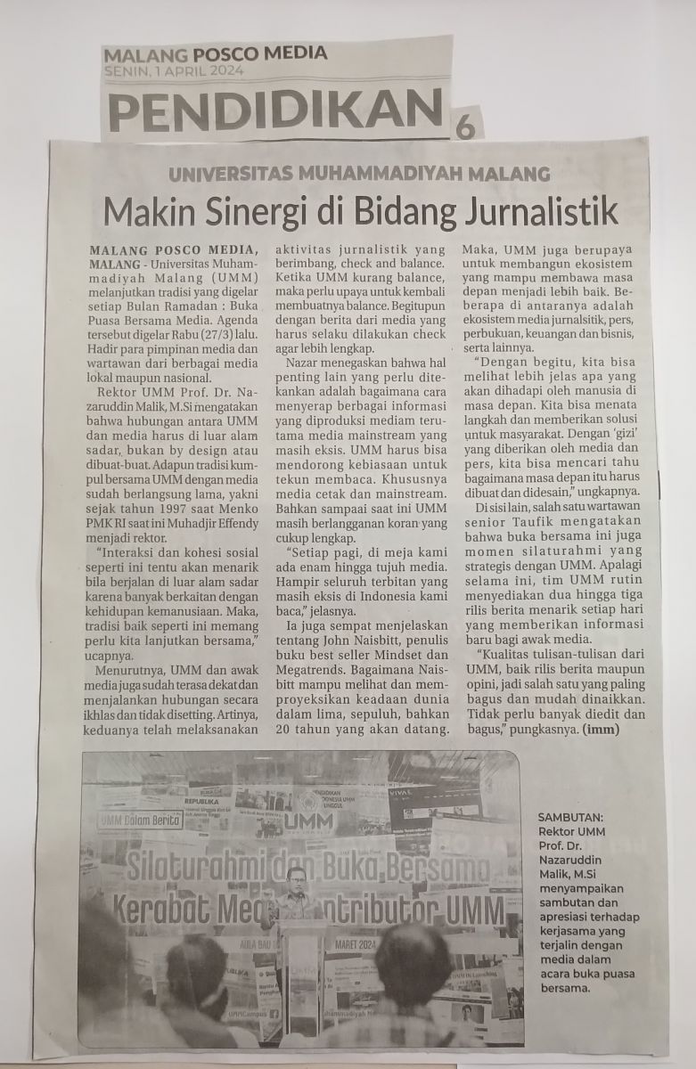 Universitas Muhammadiyah Malang Makin Sinergi di Bidang Jurnalistik
